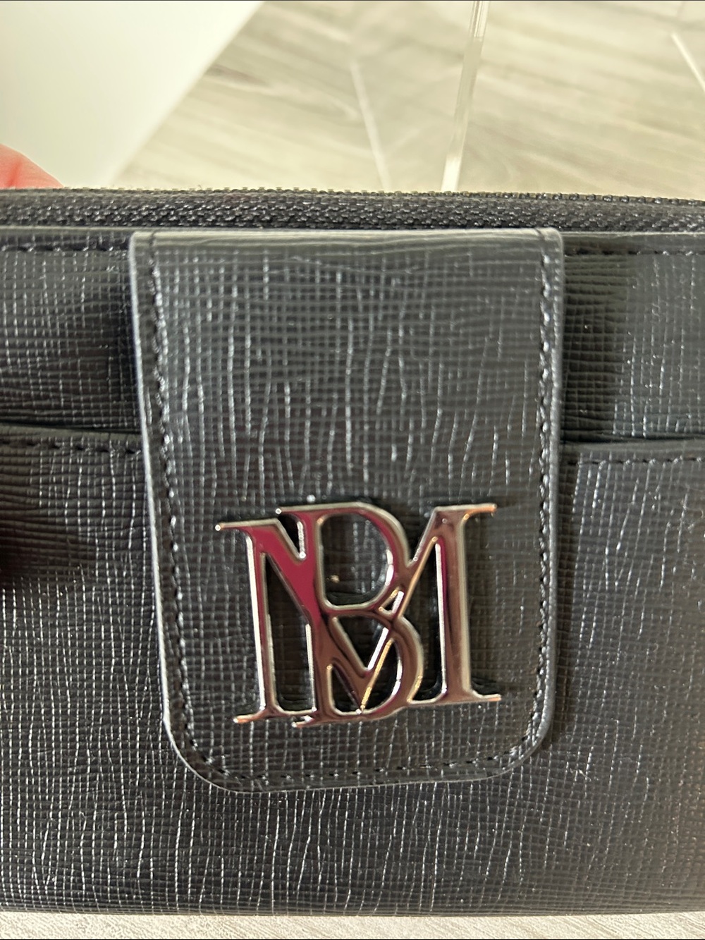 Badgley Mischka black Textured Wallet with Metallic BM Logo - Picture 7 of 13